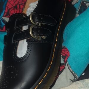 Dr. Martens Black Leather Buckle Sneakers